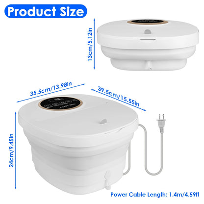 Electric Collapsible Foot Spa Bath Tub | Heating, Surfing Bubbles, 6 Rollers, Remote Control & 24-Level Temperature | Foldable & Portable Design