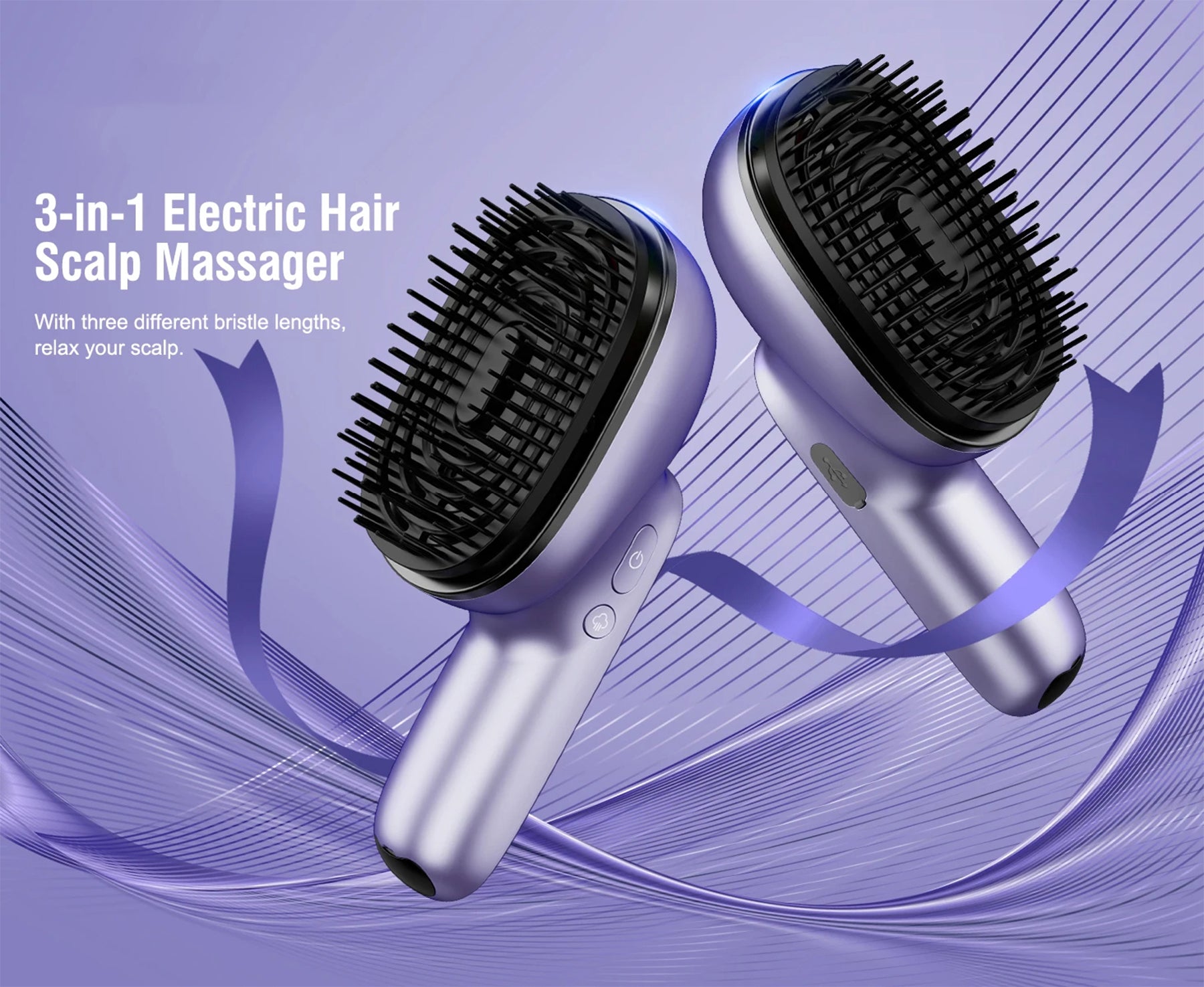 Electric Scalp Massager Brush | Essential Oil Atomizer, Vibration Head Massager, Cordless & Rechargeable, Anti-Frizz Hair Care