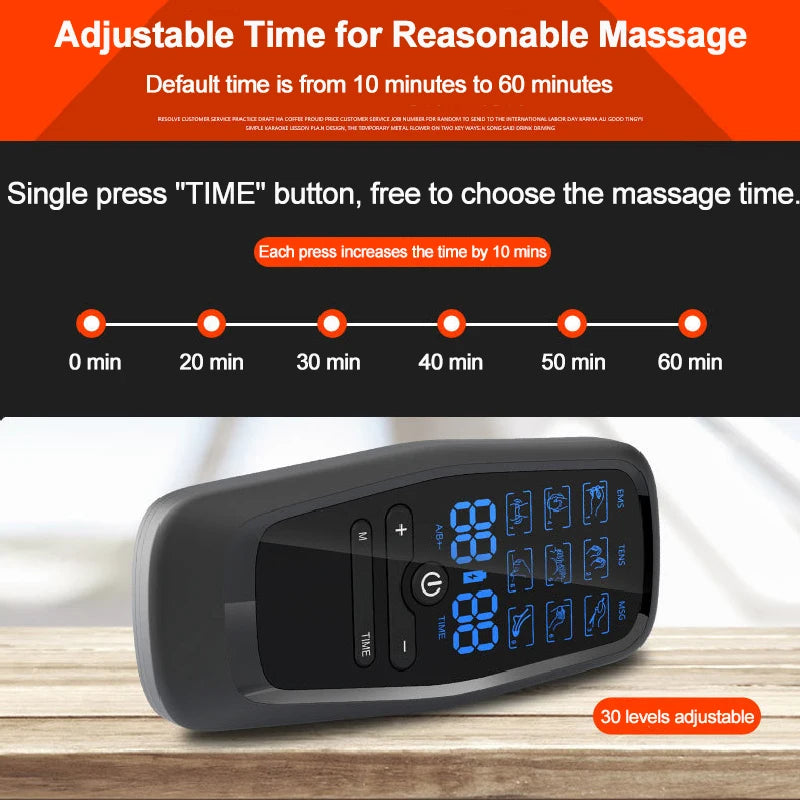 Electric TENS & EMS Muscle Stimulator | 6 Massage Modes, 19 Intensity Levels, USB Rechargeable Pain Relief Therapy for Back, Neck, Legs & Arms