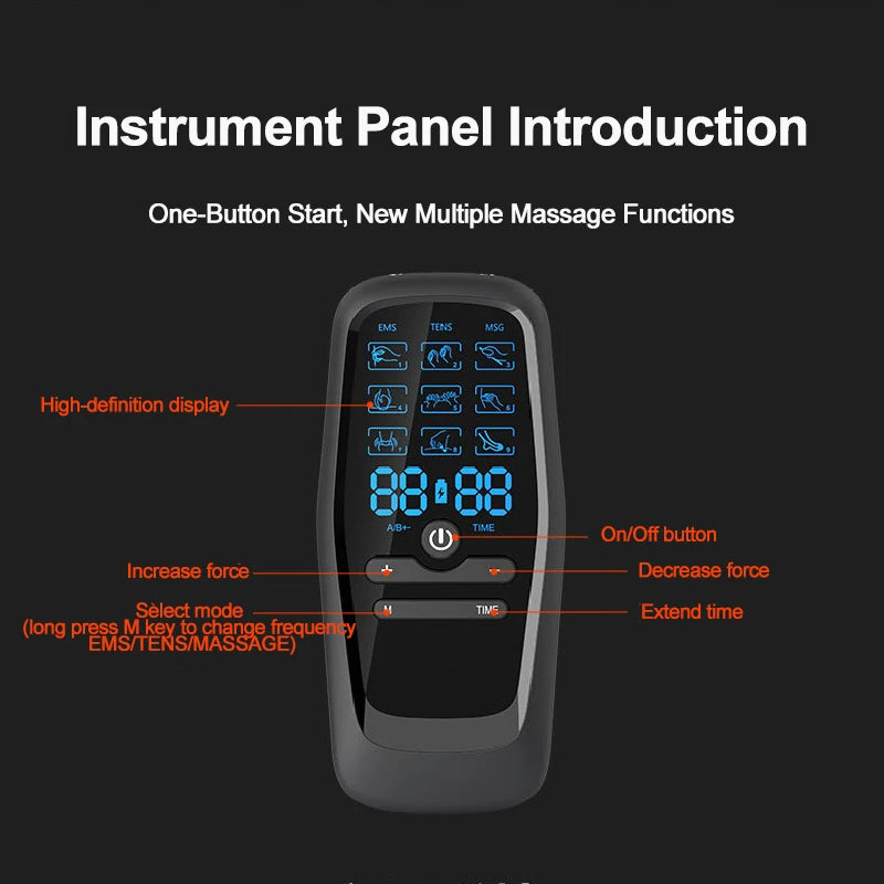 Electric TENS & EMS Muscle Stimulator | 6 Massage Modes, 19 Intensity Levels, USB Rechargeable Pain Relief Therapy for Back, Neck, Legs & Arms
