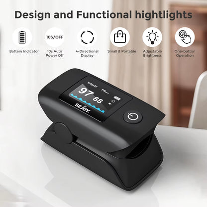 Fingertip Pulse Oximeter | SpO₂, Heart Rate, PI & RR Monitor with OLED Display | Accurate Oxygen & Pulse Tracker for Home, Fitness & Travel