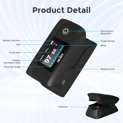 Fingertip Pulse Oximeter | SpO₂, Heart Rate, PI & RR Monitor with OLED Display | Accurate Oxygen & Pulse Tracker for Home, Fitness & Travel