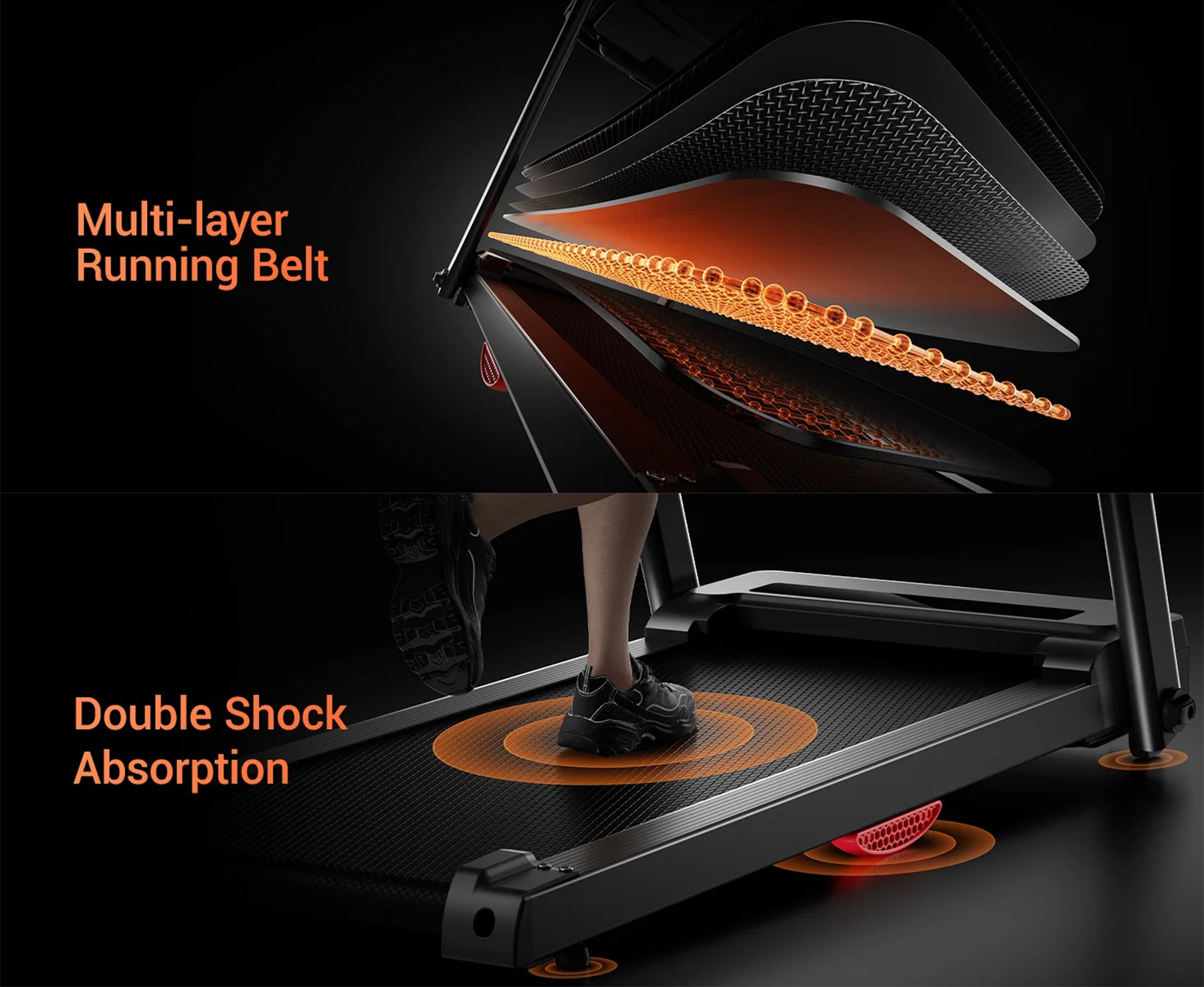 Foldable Treadmill with Smart Handrail & Shock Absorbing System 3.0 HP, Bluetooth & Heart Rate Monitor - 300LB Capacity