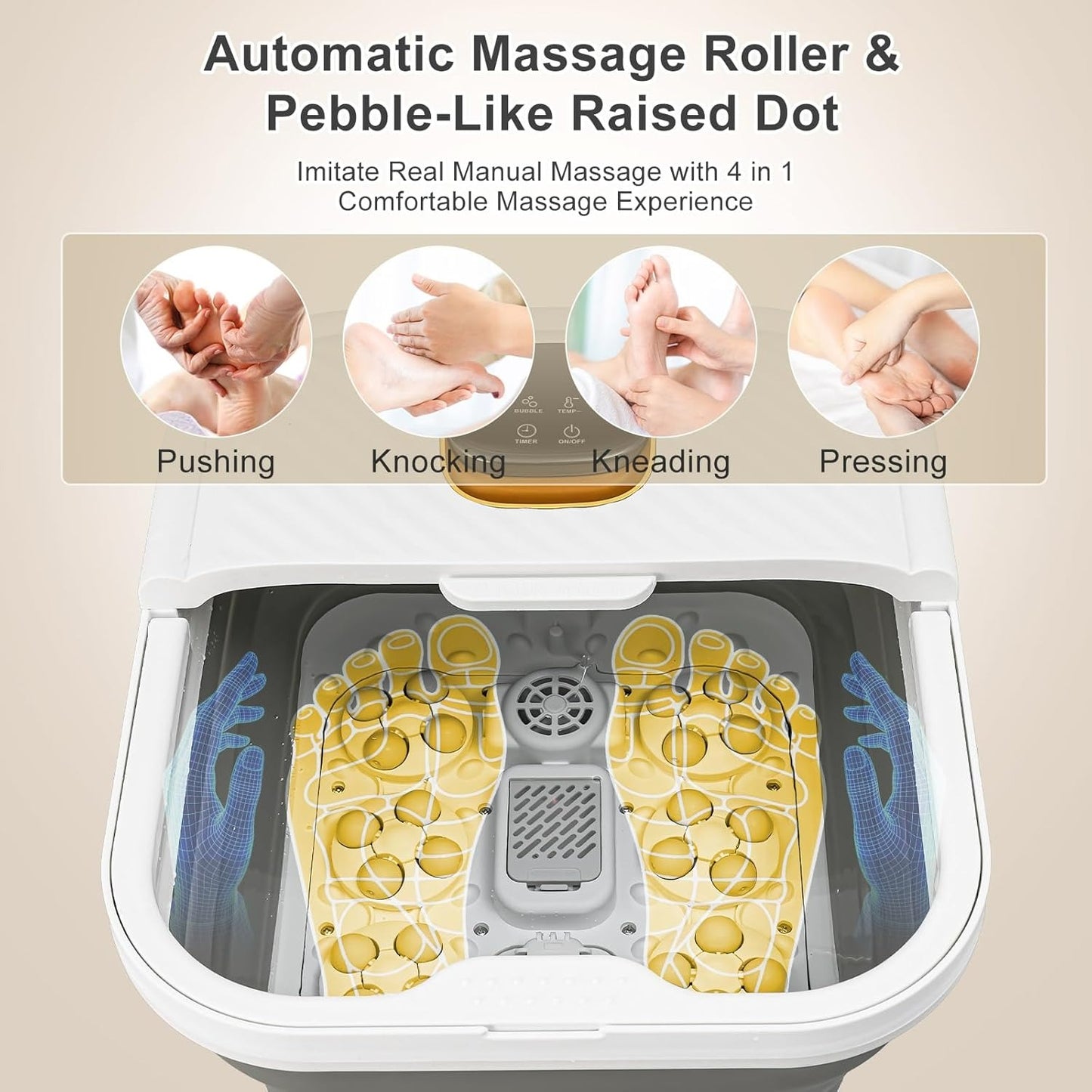 Foot Spa Massager with Heat & Motorized Rollers | Collapsible Heated Foot Bath with Temperature Control, Bubbles & Pedicure Kit