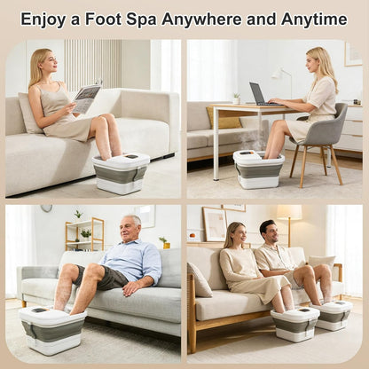 Foot Spa Massager with Heat & Motorized Rollers | Collapsible Heated Foot Bath with Temperature Control, Bubbles & Pedicure Kit