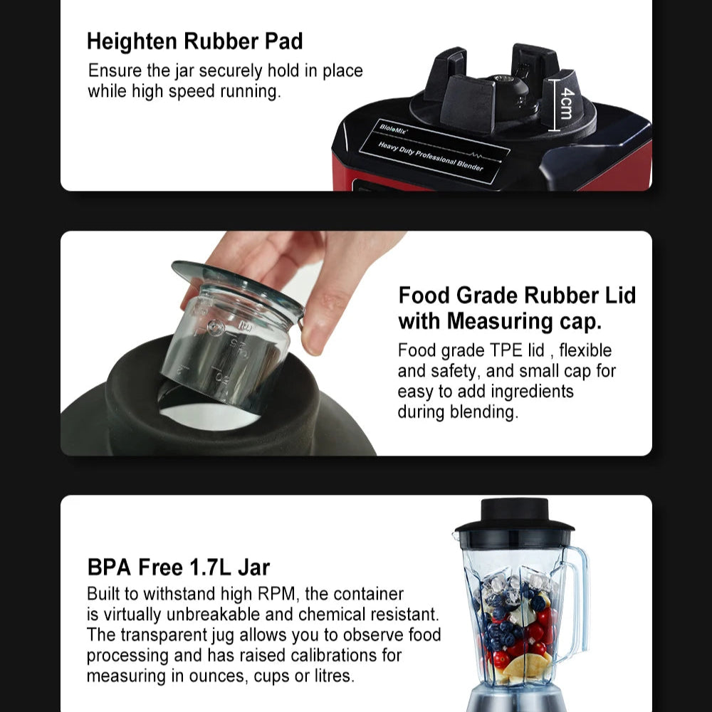 High-Power Blender for Home Use | 2200W Smoothie Maker with BPA-Free 2L Jar, 6 Blades, Timer & Self-Cleaning | Ice Crusher & Food Mixer