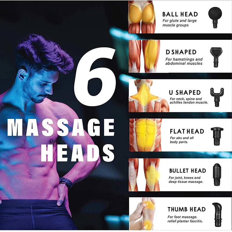 30-Speed Muscle Massage Gun | Deep Tissue Percussion Massager with 6 Heads, LCD Touchscreen & Quiet Motor | Pain Relief for Back, Neck, Legs