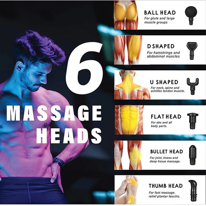 30-Speed Muscle Massage Gun | Deep Tissue Percussion Massager with 6 Heads, LCD Touchscreen & Quiet Motor | Pain Relief for Back, Neck, Legs