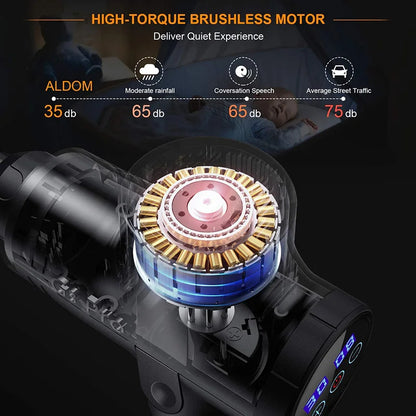 30-Speed Muscle Massage Gun | Deep Tissue Percussion Massager with 6 Heads, LCD Touchscreen & Quiet Motor | Pain Relief for Back, Neck, Legs