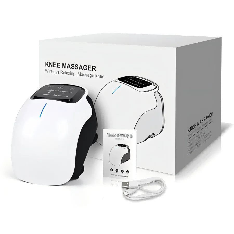 Heated Knee Massager with Vibration | 3 Heat & Massage Levels | LED Display | Cordless Rechargeable Knee Brace for Pain Relief & Joint Recovery