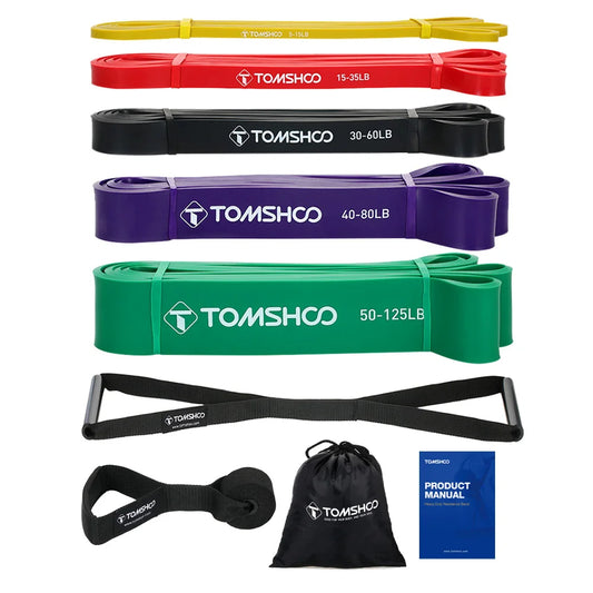 Resistance Bands Set | Heavy Duty Natural Latex | 5 Levels 8–125 lbs | Pull-Ups, Strength Training, Rehab & Mobility
