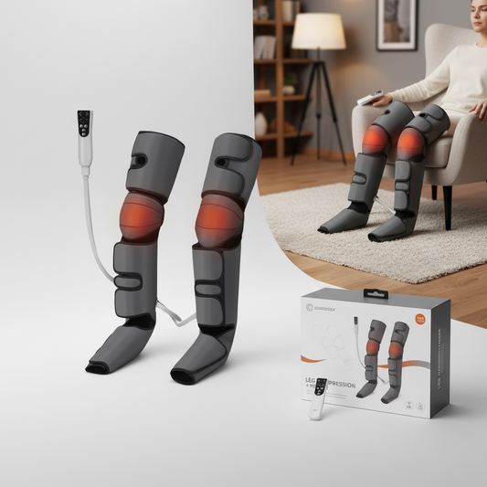 Leg Compression Massager with Heat | Full Leg Foot Calf Thigh Massager with Air Compression, 3 Modes, 3 Intensities, Knee Heating