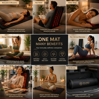 PEMF Infrared Therapy Mat | Red Light, Amethyst, Tourmaline & Jade Heating Cushion