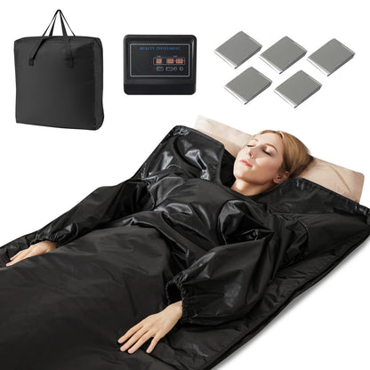 Portable Infrared Sauna Blanket | Foldable Full Body Sauna with Armholes | 6 Temperature Settings | Timer Control | Home Wellness & Travel Use