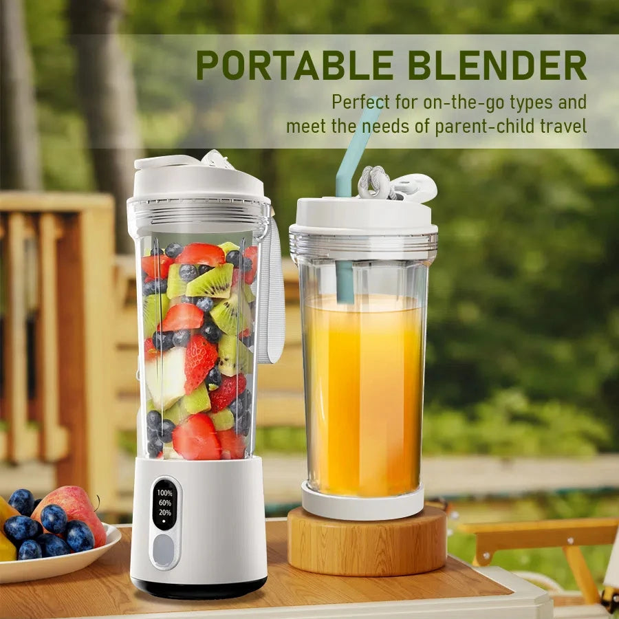 Portable Juicer Blender | 180W USB Rechargeable Smoothie Cup with 4000mAh Battery & 4 Blades – Personal Juice Blender for Travel & Outdoor Use