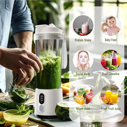Portable Juicer Blender | 180W USB Rechargeable Smoothie Cup with 4000mAh Battery & 4 Blades – Personal Juice Blender for Travel & Outdoor Use