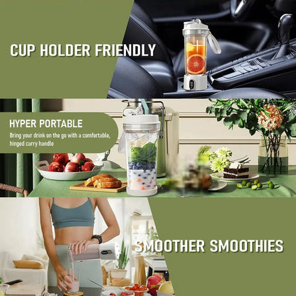 Portable Juicer Blender | 180W USB Rechargeable Smoothie Cup with 4000mAh Battery & 4 Blades – Personal Juice Blender for Travel & Outdoor Use