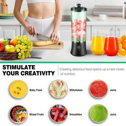 Portable Blender | 6-Blade | 600ML | Rechargeable | USB Type-C | Ice-Crushing Power