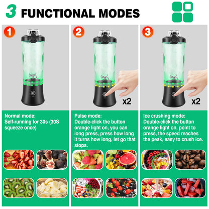 Portable Blender | 6-Blade | 600ML | Rechargeable | USB Type-C | Ice-Crushing Power
