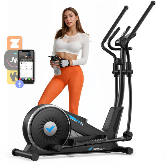 Quiet Elliptical Machine | 15.5″ Stride | 16-Level Resistance | App Sync with MERACH & Kinomap
