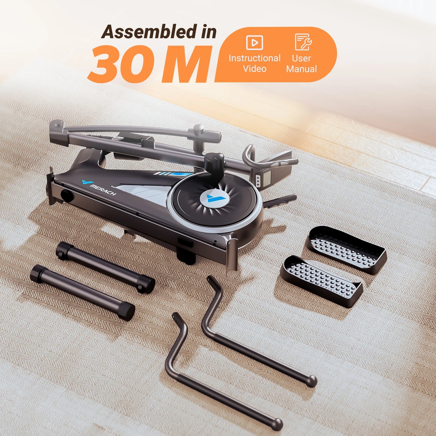 Quiet Elliptical Machine | 15.5″ Stride | 16-Level Resistance | App Sync with MERACH & Kinomap