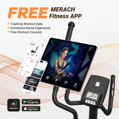 Quiet Elliptical Machine | 15.5″ Stride | 16-Level Resistance | App Sync with MERACH & Kinomap