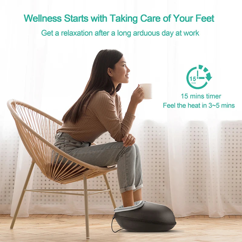 Reflexology Foot Massager with Heat | Shiatsu Deep Kneading Roller | Pain Relief & Muscle Relaxation for Home & Office Use