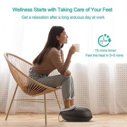 Reflexology Foot Massager with Heat | Shiatsu Deep Kneading Roller | Pain Relief & Muscle Relaxation for Home & Office Use