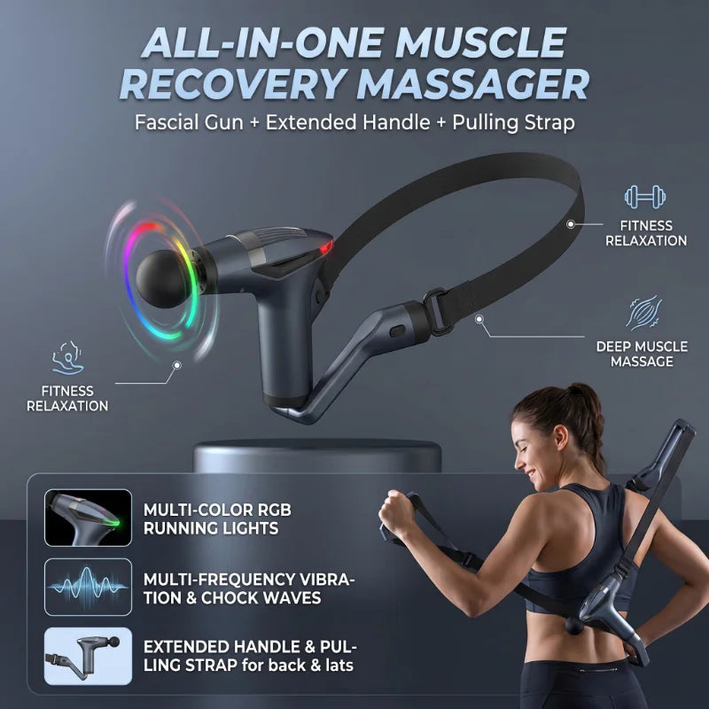 Deep Tissue Massage Gun with Long Handle for Full Body