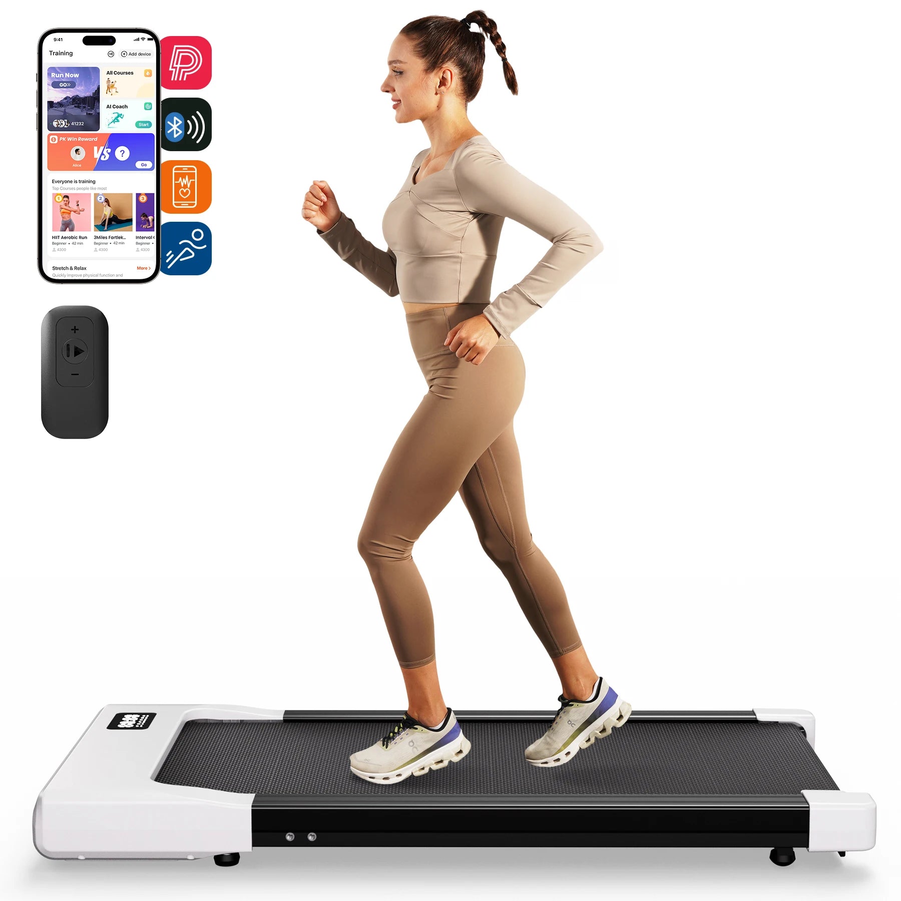 Walking Pad Under Desk Treadmill 2-in-1 | 2.5HP Portable Folding Walking Machine with Remote Control, LED Display & Quiet Motor for Home Office White