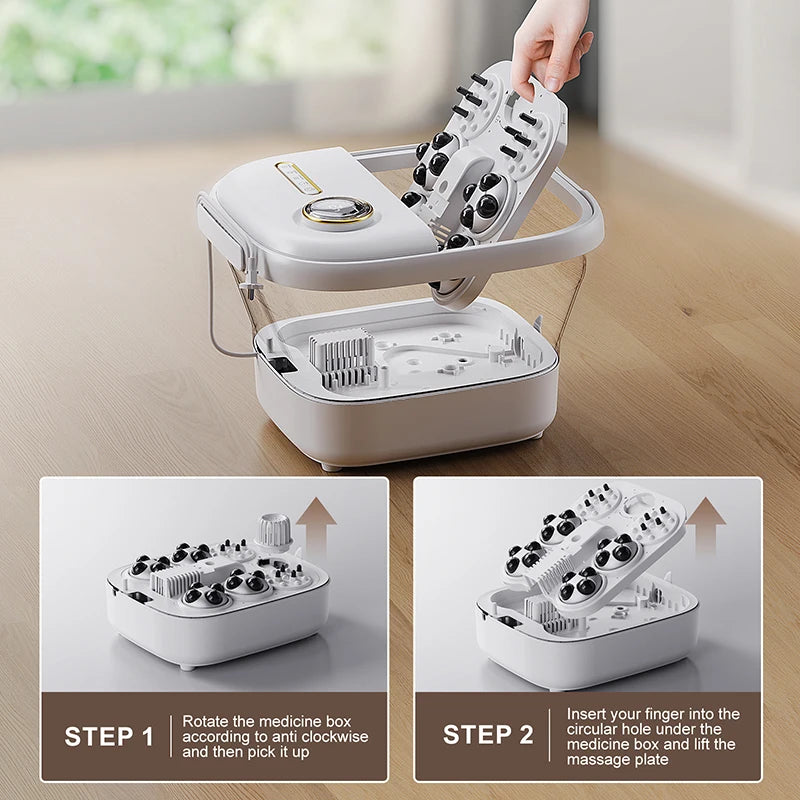 Foot Spa Bath Massager | Bubble Foot Bath Soaker Tub, Heat Control & Pedicure Rollers