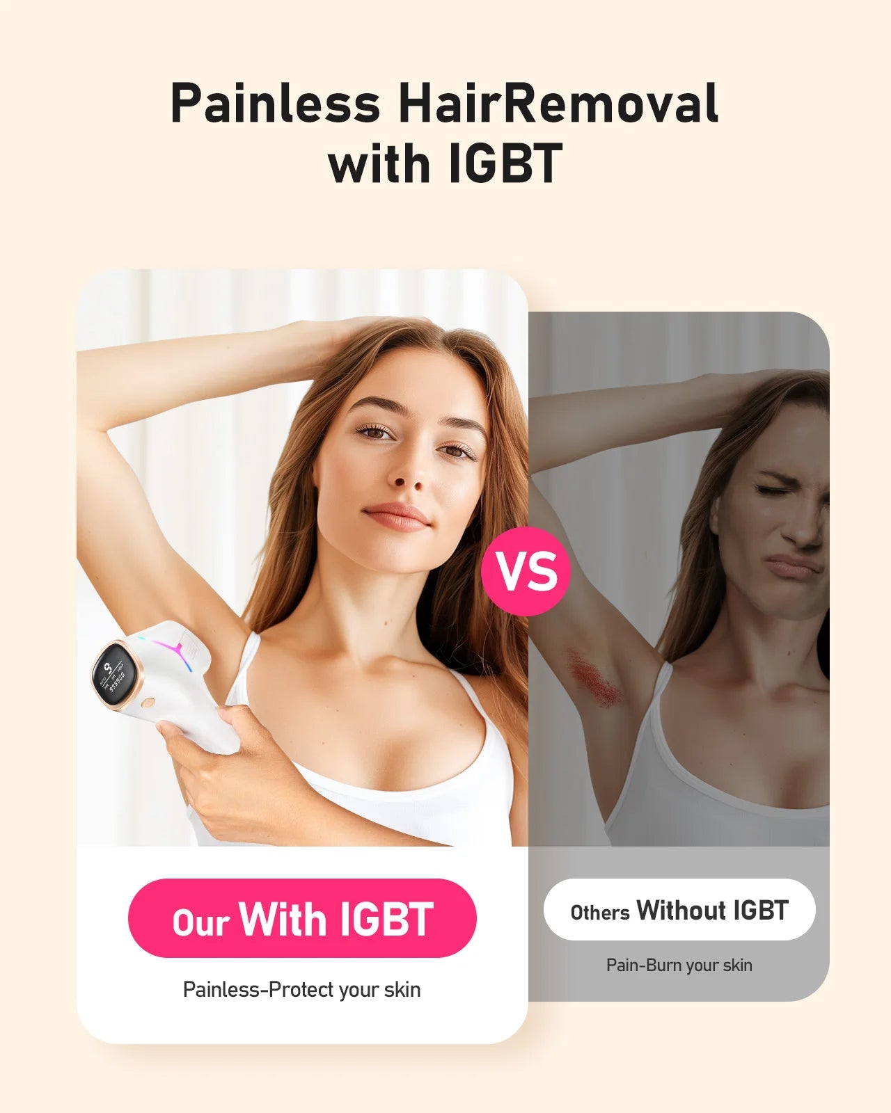 AI06 IPL Hair Removal Device | 999,999 Flashes, 9 Energy Levels, Auto & Manual Modes | Painless Long-Term Laser Hair Removal at Home