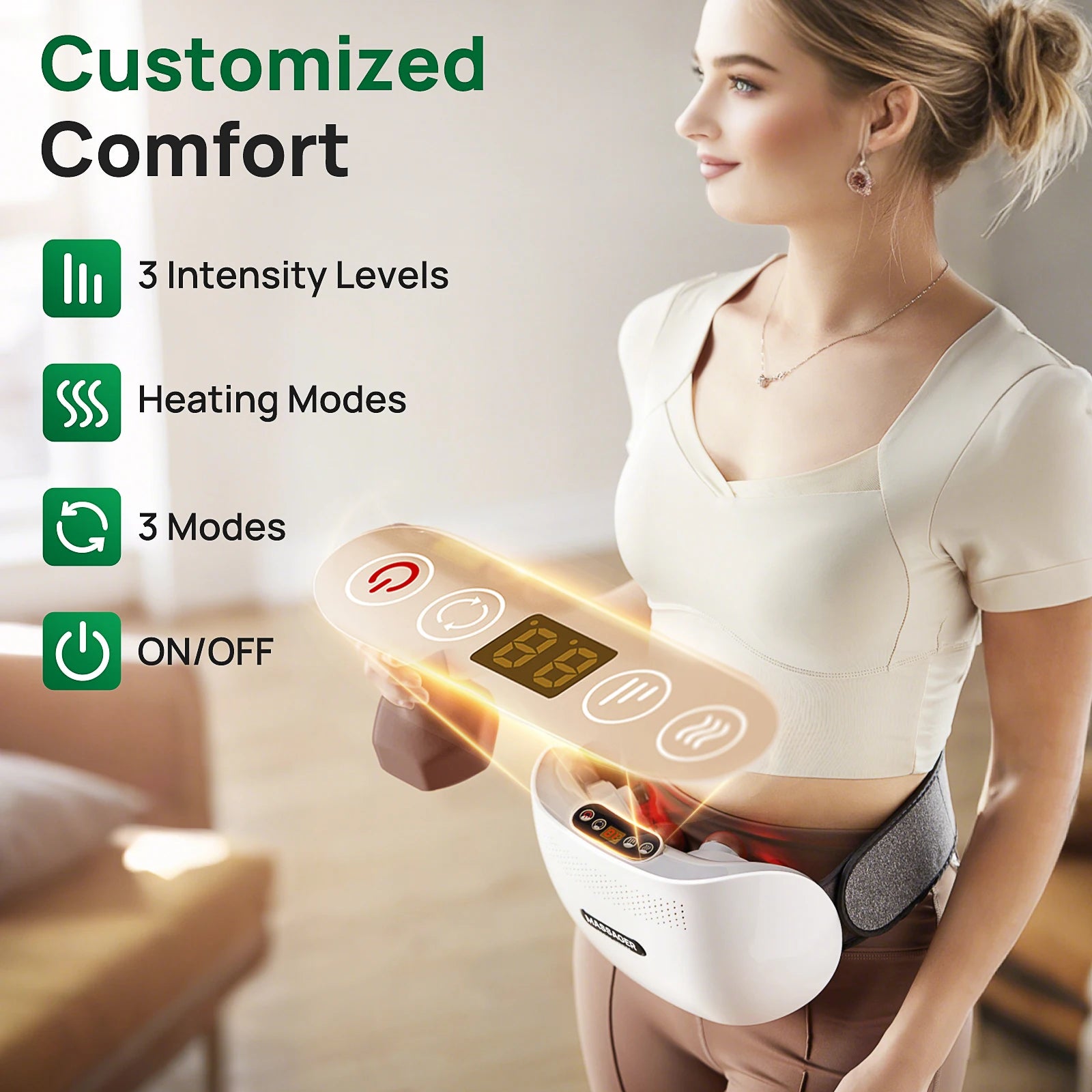 Cordless Abdominal Massager with Heating Therapy