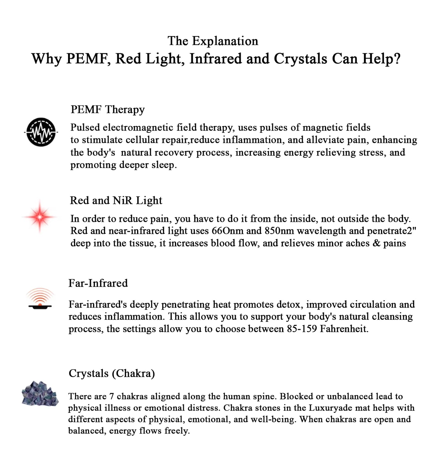PEMF Infrared Therapy Mat | Amethyst, Jade, Tourmaline Heated Crystal Mattress