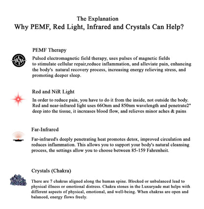 PEMF Infrared Therapy Mat | Amethyst, Jade, Tourmaline Heated Crystal Mattress