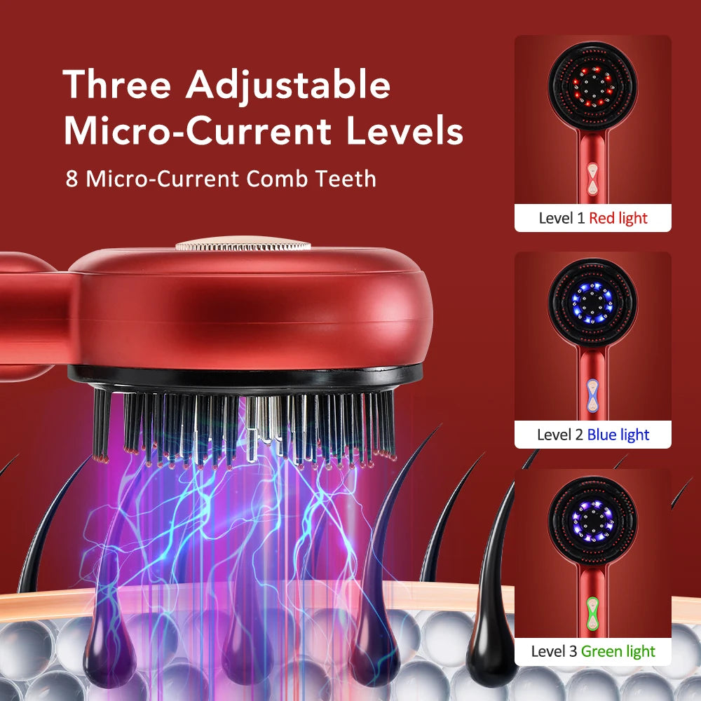Laser Scalp Massager | Red Light + EMS + Oil Applicator | USB Rechargeable | Hair Regrowth Comb