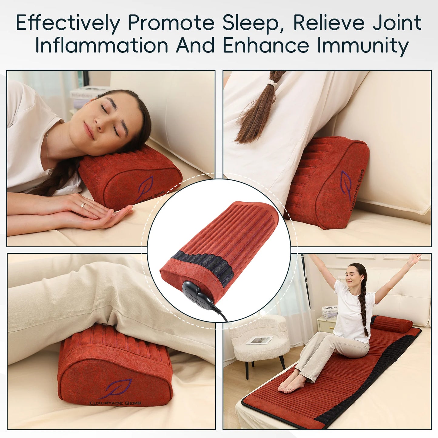 PEMF Infrared Therapy Pillow Mat | Amethyst, Jade, Negative Ion Heated Neck Cushion