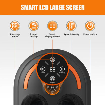 Foot Pain Recovery System | Shiatsu Foot Massager with Heat | Air Compression Foot Massage Machine with LCD & Remote