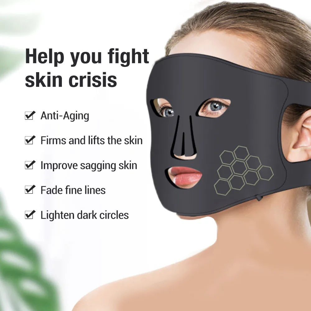 LED Light Therapy Face Mask | 72 Beads, Red, Blue & Infrared Light (660nm/460nm/850nm) | 4 Modes, Rechargeable, Silicone Skin Care Mask