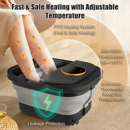 Foot Spa Bath Massager | Heated Foot Bath with Bubbles and Temperature Control | Foot Soaker Spa