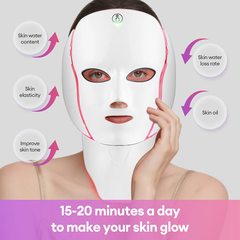 7-Color LED Facial Mask With Neck – Skin Rejuvenation