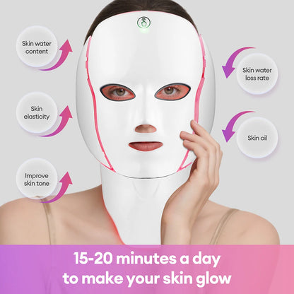 7-Color LED Facial Mask With Neck – Skin Rejuvenation