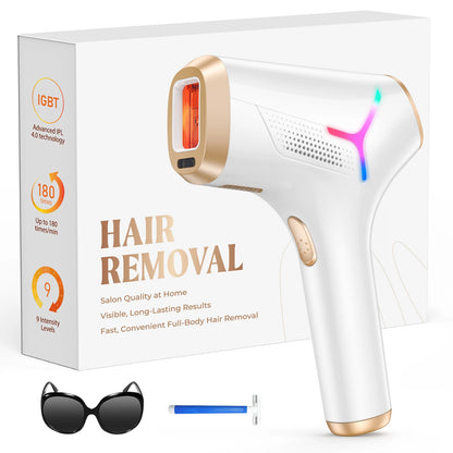 AI06 IPL Hair Removal Device | 999,999 Flashes, 9 Energy Levels, Auto & Manual Modes | Painless Long-Term Laser Hair Removal at Home