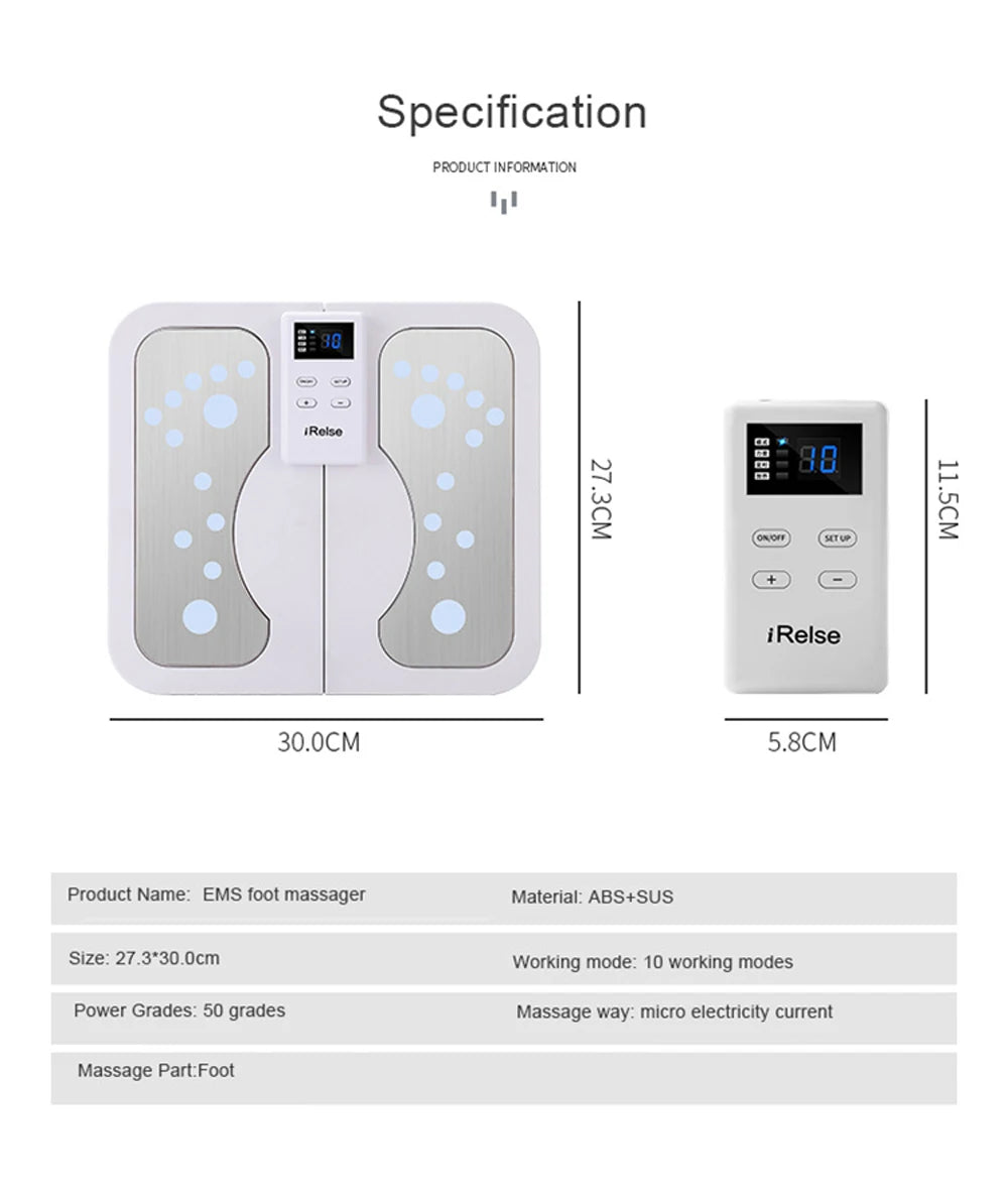 EMS Foot Massager for Circulation | TENS Electric Foot Pain Relief System with Heat & Muscle Stimulation