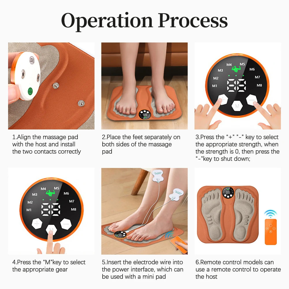 EMS Foot Massager Mat with Remote | Electric Foot Stimulator Pad, 8 Modes, 29 Intensity Levels, Circulation & Muscle Relaxation Device