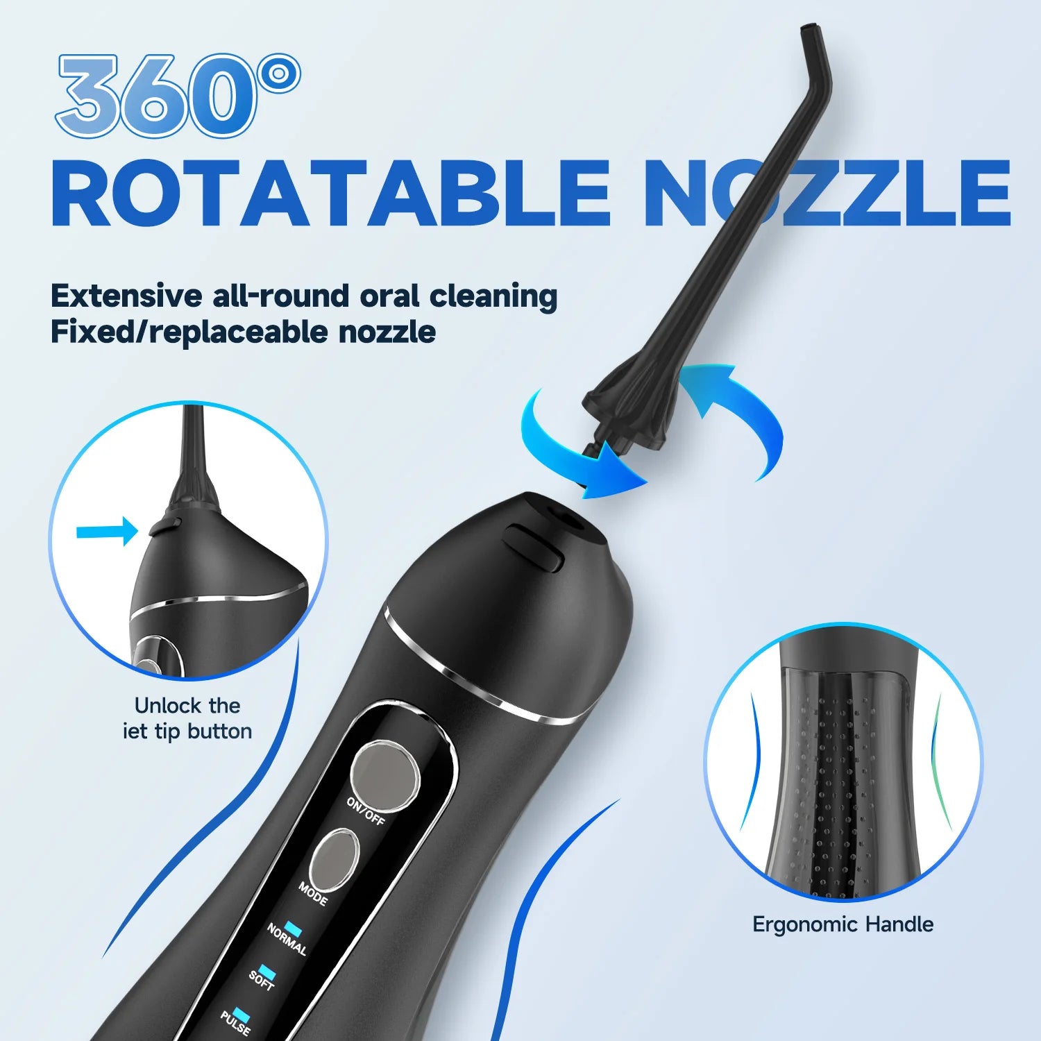 Cordless Water Flosser | Portable Oral Irrigator for Teeth Cleaning | 200ML Tank, 4 Nozzles, Rechargeable, IPX7 Waterproof, 3 Modes