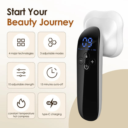 Body Slimming Massager with RF, Red Light, Microcurrent | 10 Levels, 3 Modes, Heat Therapy | Fat Burning & Skin Tightening Device for Arms, Legs, Waist