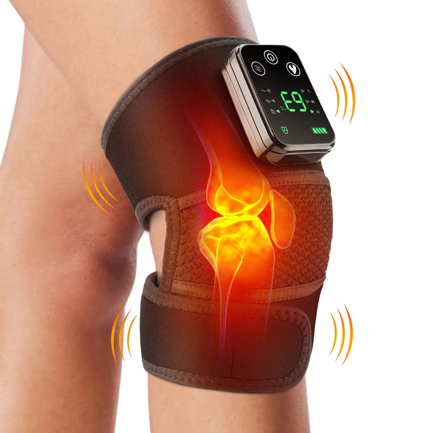 Knee Heating & Vibration Massager | 3-in-1 Hot Compress Pad for Knee, Shoulder, Elbow | 4000mAh Rechargeable, 3 Heat Levels