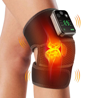 Knee Heating & Vibration Massager | 3-in-1 Hot Compress Pad for Knee, Shoulder, Elbow | 4000mAh Rechargeable, 3 Heat Levels