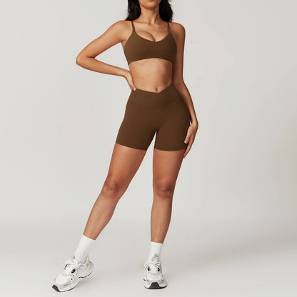 Yoga Set for Women | 2-Piece Short Sleeve Crop Top and High Waisted Leggings Workout Outfit with Quick-Dry Stretch Fabric